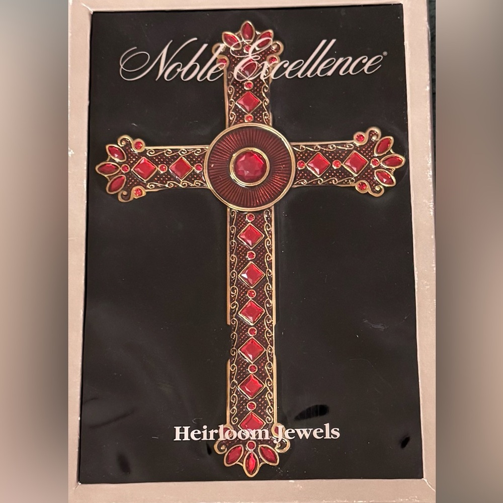 Vibtage Elegant Red and Gold Cross Ornament